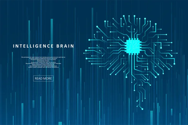 大脑的人工智能图解 人工智能和机器学习的概念 抽象的虚拟数字流 为您的设计提供图形化概念 — 图库矢量图片