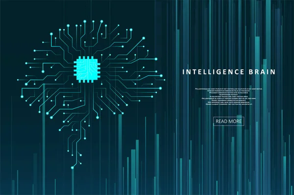 Artificial Intelligence Illustration Brain Artificial Intelligence Machine Learning Concept Abstract — Vetor de Stock