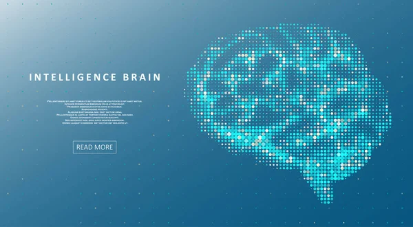 Umělá Inteligence Ilustrace Mozku Koncept Strojového Učení Dynamický Průtok Částic — Stockový vektor