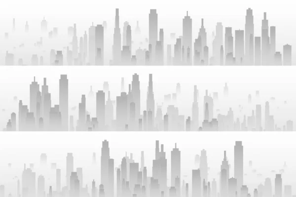 以摩天大楼为城市图解 设置水平建筑概念设计 为您的设计提供图形化概念 — 图库矢量图片