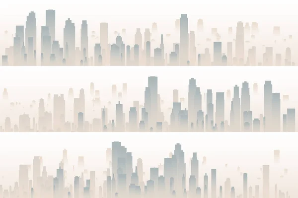 Встановити Горизонтальний Дизайн Концепції Будівлі Хмарочосами Міської Ілюстрації Графічна Концепція — стоковий вектор