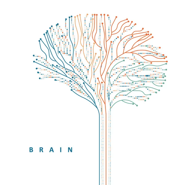 Conexiones Cerebrales Multicolores Abstractas Ilustración Innovación Digital — Vector de stock