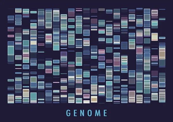 Dnaゲノム検査ゲノムマップ ビッグデータ可視化 抽象的なインフォグラフィック表現 あなたのデザインのグラフィックコンセプト — ストックベクタ