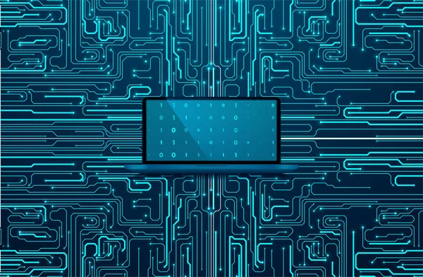 Fond Abstrait Circuit Imprimé Futuriste Représentation Big Data Code Tech — Image vectorielle