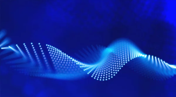 Δυναμική Ροή Σωματιδίων Λαμπερή Σκόνη Από Φώτα Αφηρημένο Μπλε Χρώμα — Διανυσματικό Αρχείο