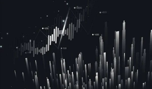 Абстрактная Инфографическая Визуализация Финансовая Диаграмма Восходящими Линиями Графиков Подсвечников Футуристическая Векторная Графика