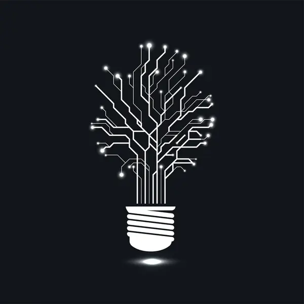 Абстрактная Лампочка Печатная Плата Иллюстрация Цифровых Технологий Графическая Концепция Дизайна Стоковая Иллюстрация