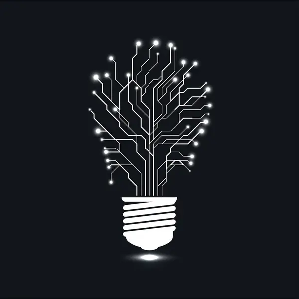 Анотація Лампочки Друкованої Плати Ілюстрація Цифрових Технологій Графічна Концепція Вашого Стокова Ілюстрація
