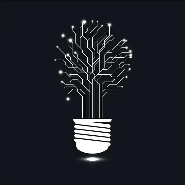 Анотація Лампочки Друкованої Плати Ілюстрація Цифрових Технологій Графічна Концепція Вашого Ліцензійні Стокові Вектори