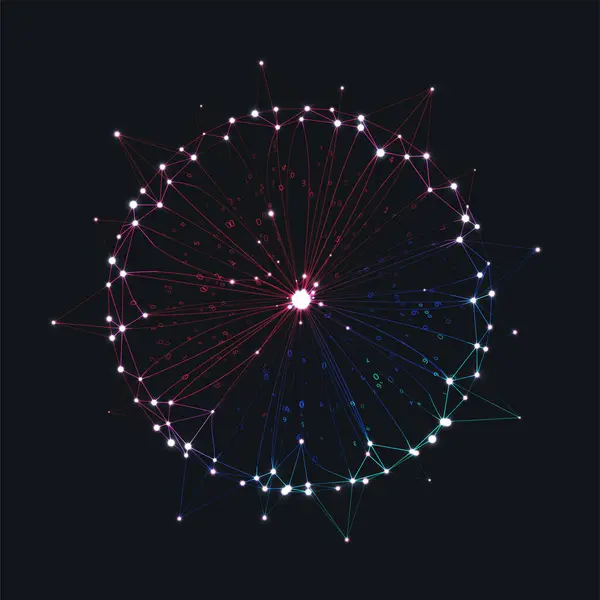 Абстрактная Визуализация Больших Данных Представление Большого Кода Данных Футуристическая Сеть Векторная Графика