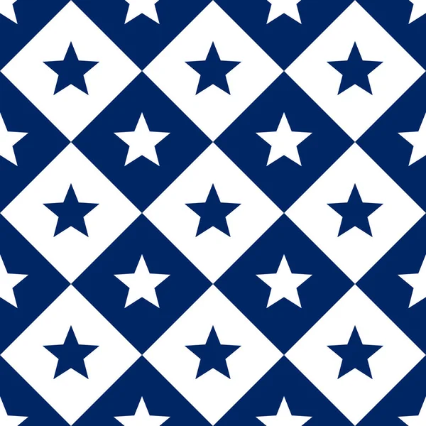 Çapraz yıldızlar ve kareler pürüzsüz desen. Amerikan vatanseverliği. Bağımsızlık Günü geometrik baskıları. Gerçek Amerikan bayrağı renkleri seçim davetiyeleri için mükemmel. Tatil basit duvar kağıdı.