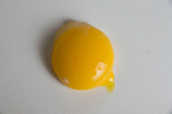 Uma Gema Ovo Sem Proteína Isolada Sobre Fundo Branco — Fotografia de Stock