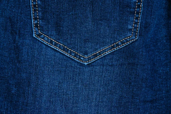 Niebieski Dżinsowy Materiał Bliska Dżinsowe Tło Przestrzenią Kopiowania Tylna Kieszeń — Zdjęcie stockowe