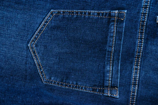 Blue Denim Fabric Close Denim Background Copy Space Back Pocket — Stock Photo, Image