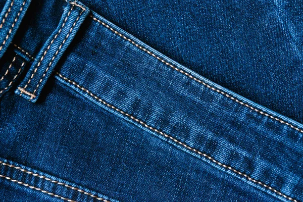 Niebieski Dżinsowy Materiał Bliska Dżinsowe Tło Przestrzenią Kopiowania — Zdjęcie stockowe
