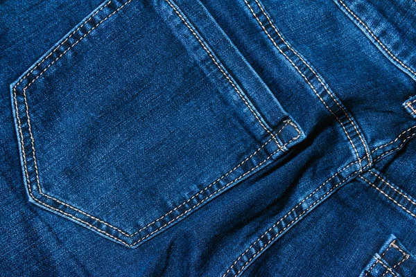 Blue Denim Fabric Close Denim Background Copy Space Back Pocket — Stock Photo, Image