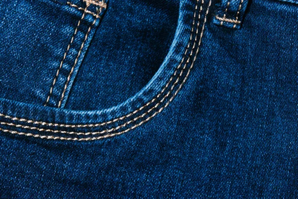 Fond Denim Élégant Gros Plan Sur Tissu Jean Bleu Pour — Photo