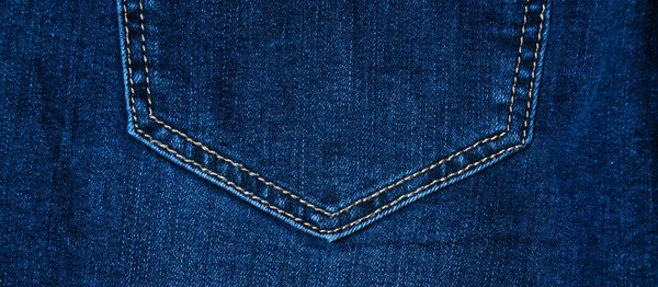 Snygg Denim Bakgrund Banner Format Blå Jeans Närbild — Stockfoto