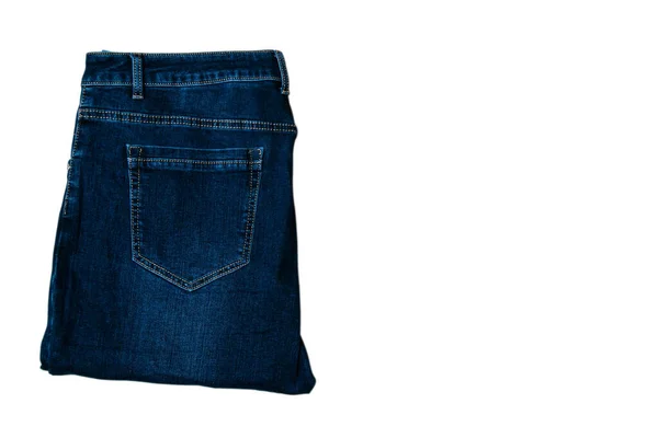Calça Jeans Das Mulheres Bonitas Isolar Fundo Branco Com Espaço — Fotografia de Stock