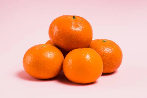 Tangerines Pink Paper Background Copy Space — Stock Photo, Image