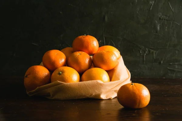 Концепция Земного Дня Компостирования Нулевых Отходов Утилизации Апельсины Сумке Многоразового — стоковое фото