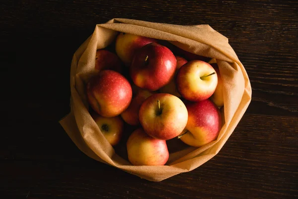 Delicious Apples Reusable Bag Fruits Vegetables Earth Day Waste Recycling — Stock Photo, Image