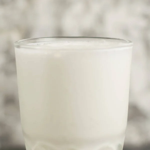 Cold Tasty Milkshake Glass Close Light Background — Stock Photo, Image