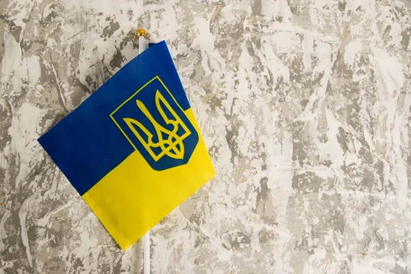 Ukrainische Flagge Und Wappen Auf Hellem Hintergrund — Stockfoto
