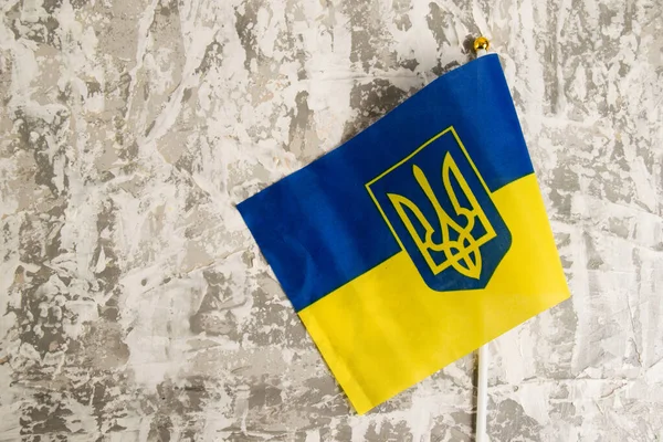 Ukrainische Flagge Und Wappen Auf Hellem Hintergrund — Stockfoto