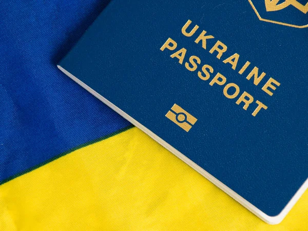 Плоский Український Паспорт Прапор Крупним Планом — стокове фото