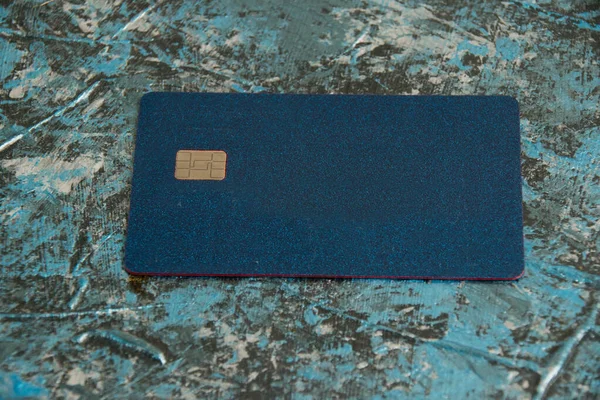 Modern Bank Credit Card Chip Dark Background — Stock Photo, Image