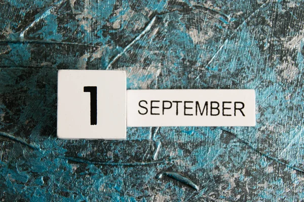 Calendario Madera Sobre Fondo Oscuro Fecha Septiembre Día Del Saber — Foto de Stock