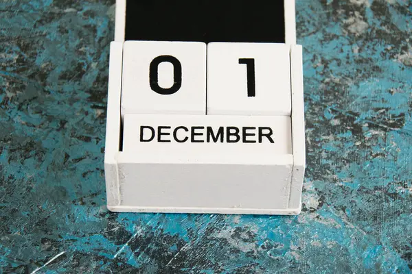 Calendario Madera Sobre Fondo Oscuro Día Mundial Del Sida —  Fotos de Stock