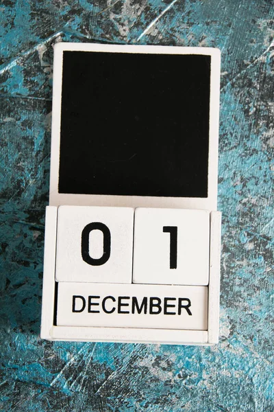 Calendario Madera Sobre Fondo Oscuro Día Mundial Del Sida —  Fotos de Stock