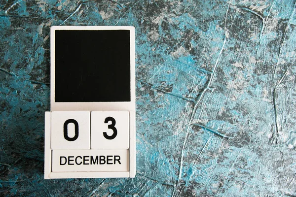 Calendario Madera Sobre Fondo Oscuro Día Internacional Los Discapacitados — Foto de Stock