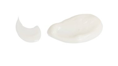 Ekşi krema kokusu, yakın plan beyaz bir arka plan üzerine sürülmüş sos..