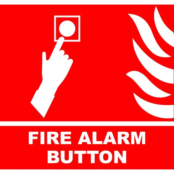 Fire Alarm Button Symbol Red Background — Stock Vector