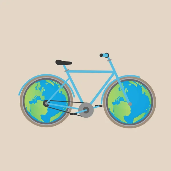 Fahrradvektor Mit Erdkugelrädern — Stockvektor