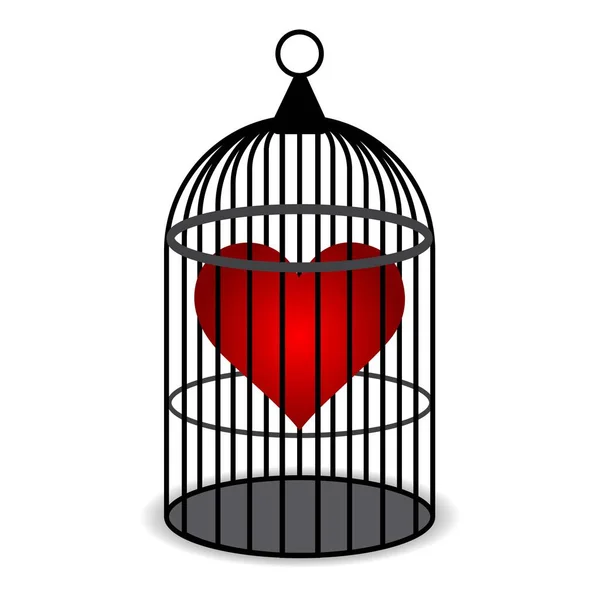 Coeur Enfermé Dans Une Cage Métallique — Image vectorielle