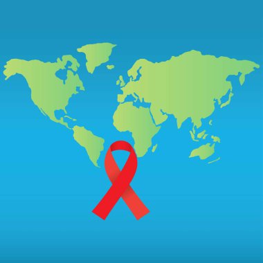 Kırmızı kurdeleli dünya haritası, AIDS Günü farkındalığı