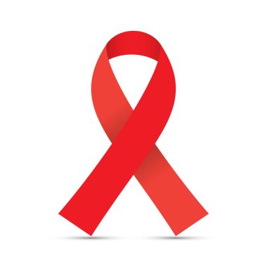 Beyaz arka planda kırmızı kurdele, HIV farkındalığı kavramı