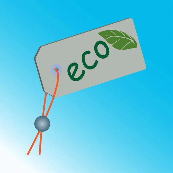 Kartonnen Label Met Tekst Eco Een Groen Blad Erop — Stockvector