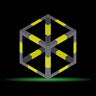 Parlak çizgileri olan üç boyutlu gri küp