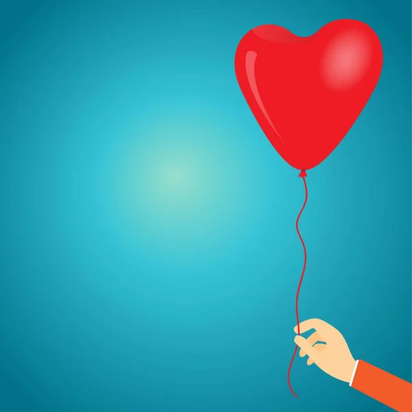 Hand Holding Heart Shaped Balloon — Stock Vector