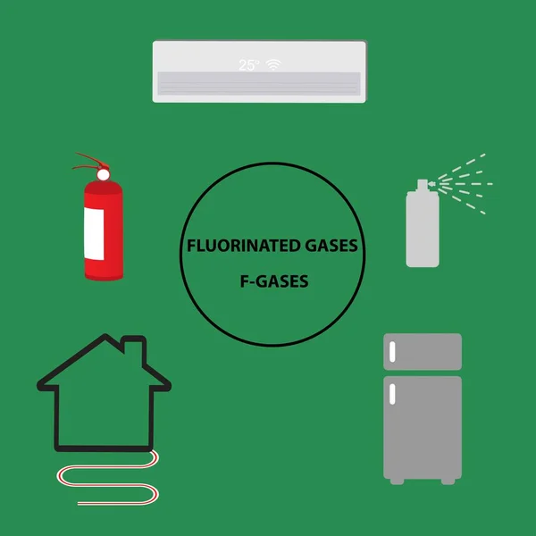 Klima Buzdolabı Isı Pompası Yangın Söndürücü Florlu Gazlarla Dolu Sprey — Stok Vektör
