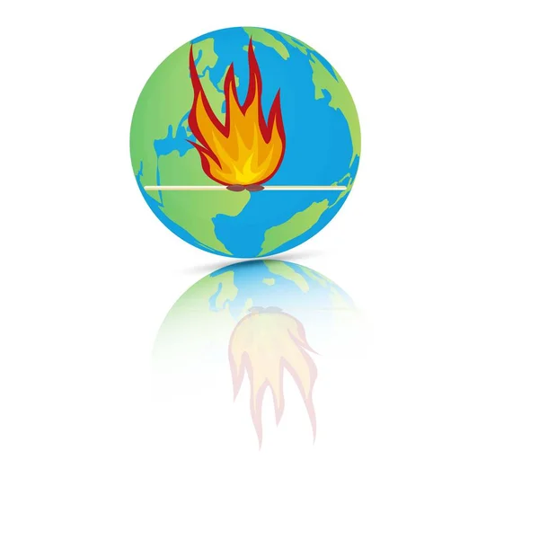 Спички Огнем Пламенем Земном Шаре — стоковый вектор