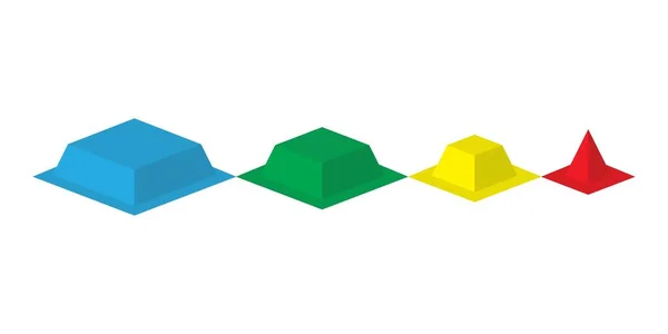 Quatre Pièces Différentes Couleurs Une Pyramide Dans Une Rangée — Image vectorielle