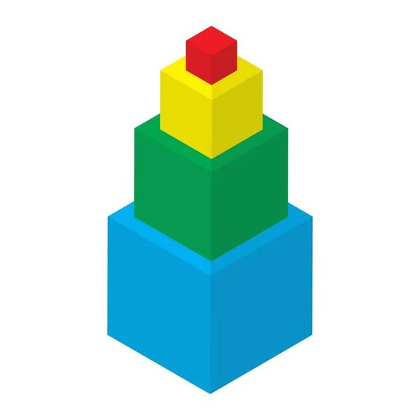 Piramide Bestaande Uit Vier Kleurrijke Blokjes — Stockvector