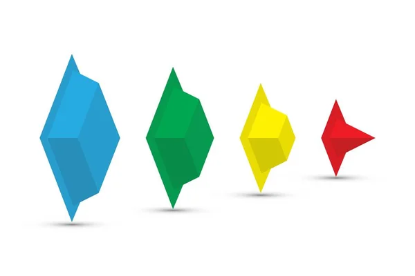 Quatre Pièces Une Pyramide Colorée Aux Bords Tranchants — Image vectorielle