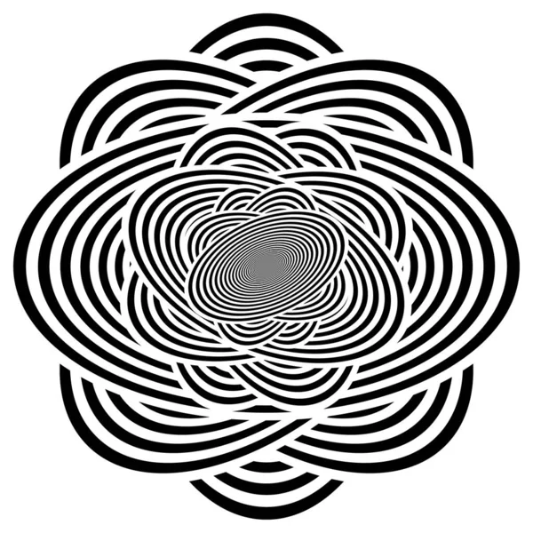 Abstraktní Vzor Pozadí Černými Bílými Vlnité Čáry Kruhy Křivky — Stockový vektor
